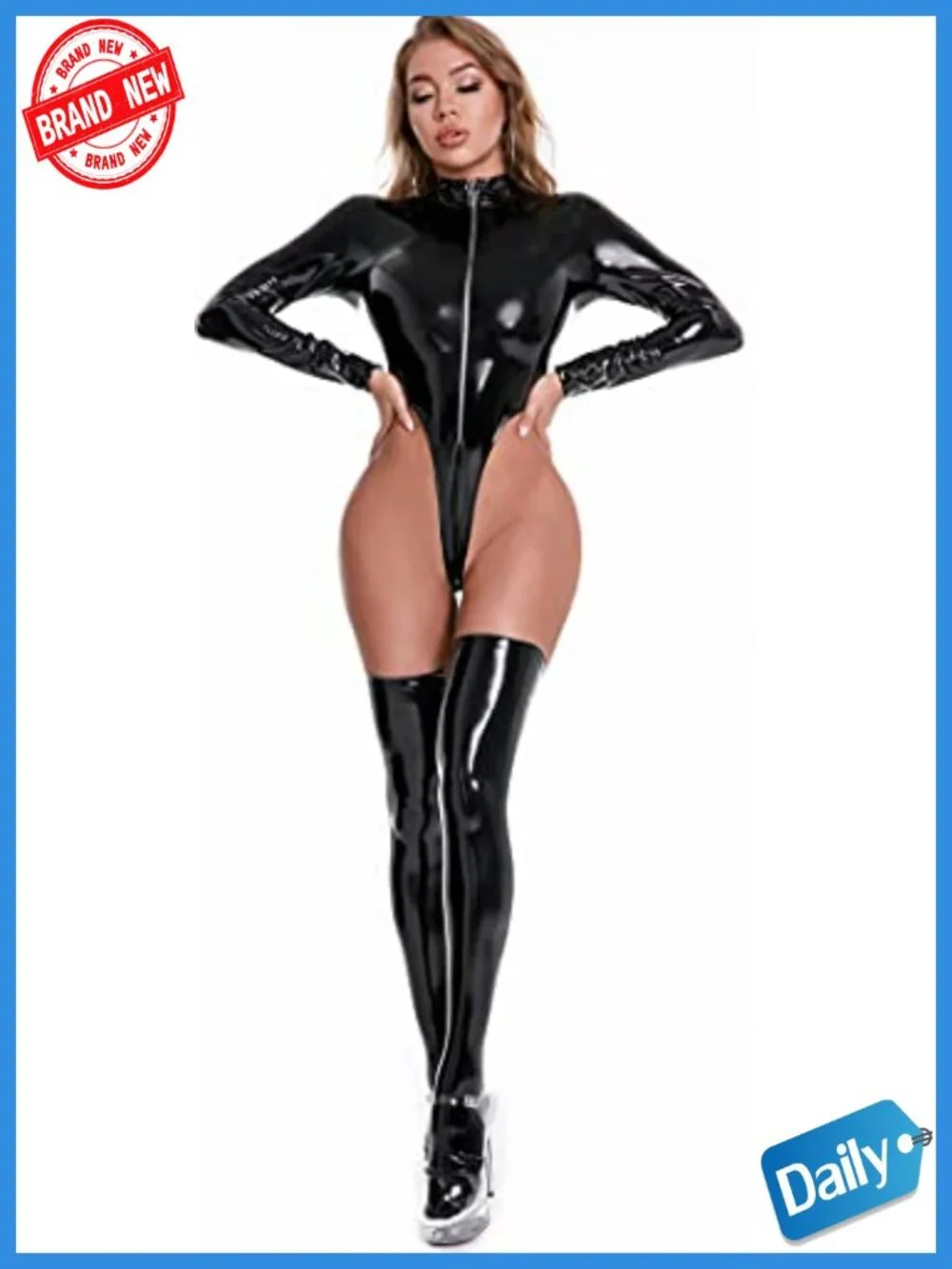 Shiny Metallic Bodysuit Jumpsuit for Club Party Cosplay